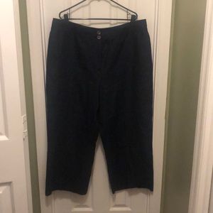 Boden Linen cropped pant, navy, wide leg